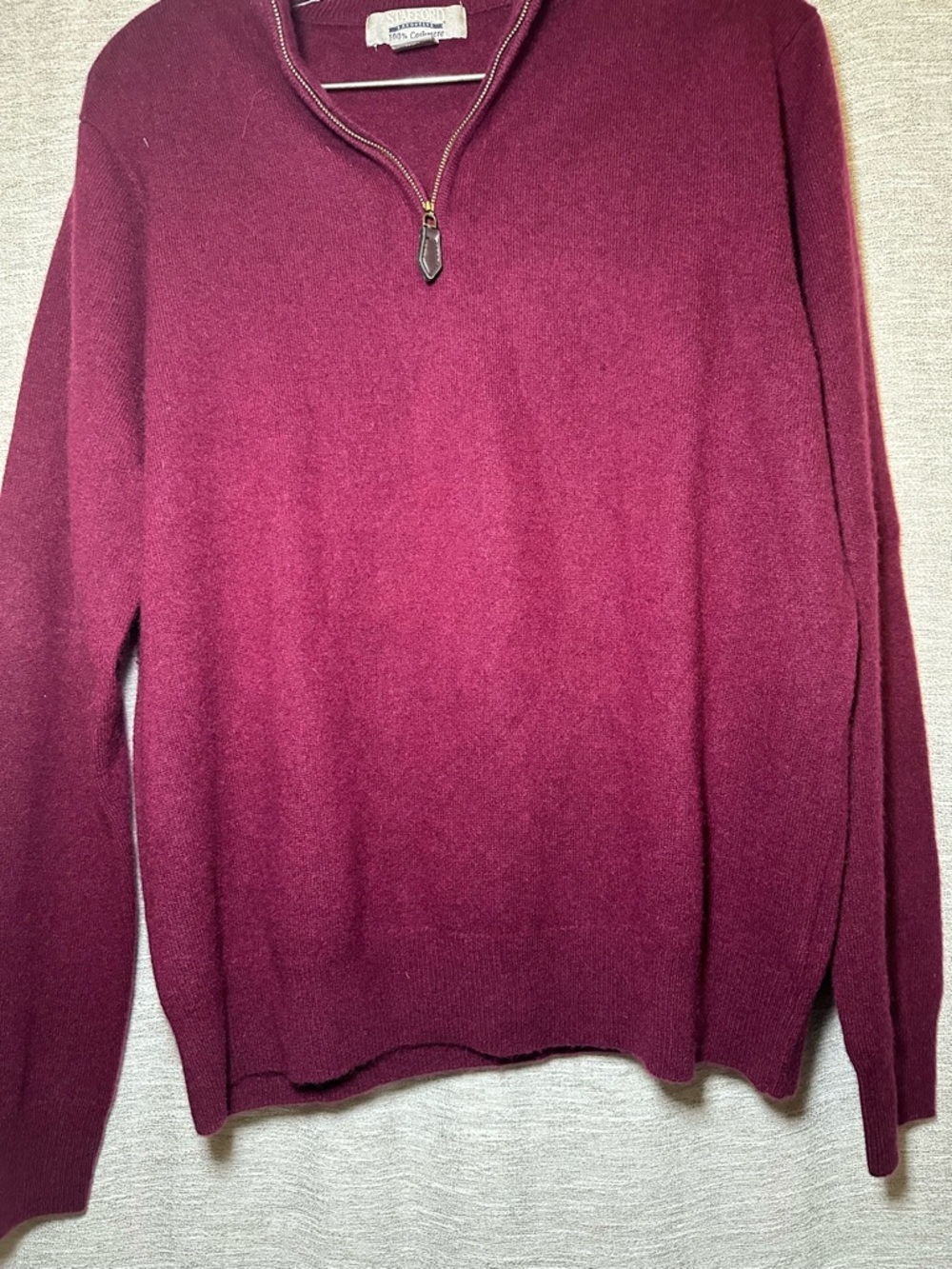 Stafford Executive 100% Cashmere Quarter Zip Sweater Men’s Burgundy Long Sleeve - Picture 6 of 9